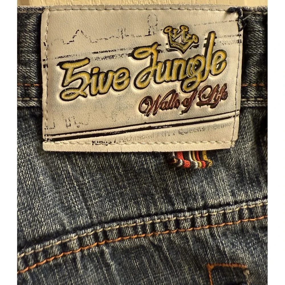 5ive Jungle Jeans Mens 36 Blue Denim. Jungle‎ Walk Of Life. Y2k. Leather Rare
